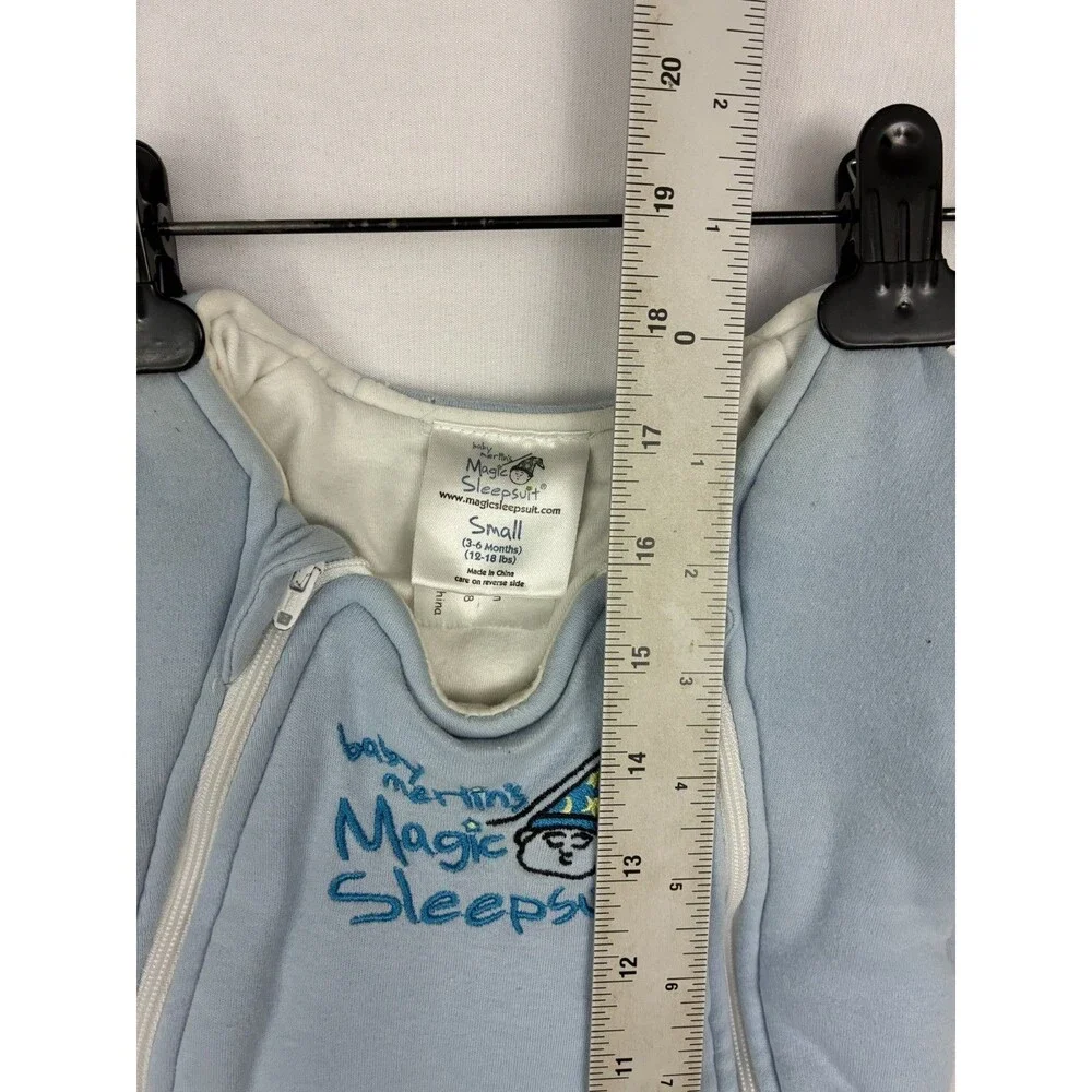 Baby Merlin's Magic Sleepsuit Small 3-6 Months Blue Cotton Swaddle Sleep Suit